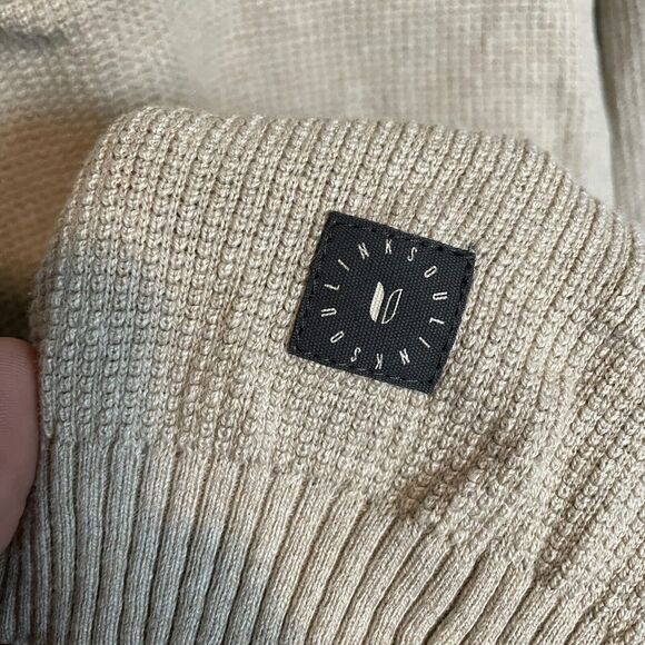 Linksoul Sweater Mens XL Khaki Tan Cotton Cashmere Henley Pullover Golf Knit - Picture 5 of 9